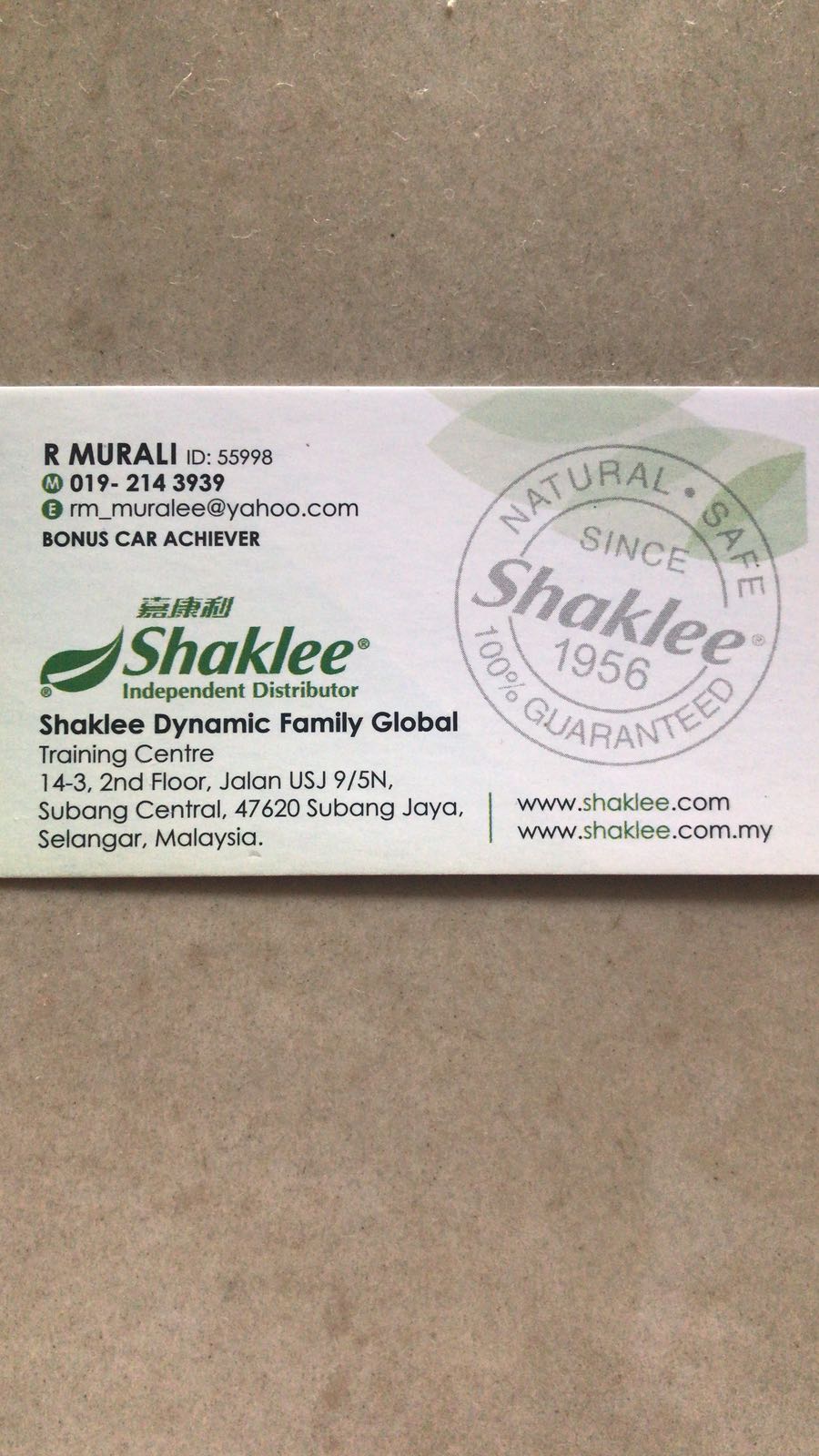 Shaklee Independent Distrbutor