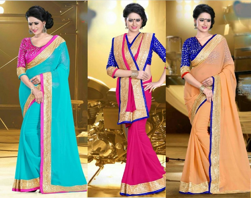 Georgette Saree with the designer blouse… .